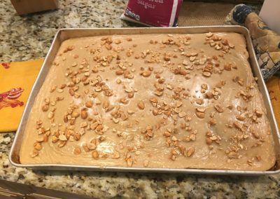 CHOCOLATE SHEET CAKE WITH PEANUT BUTTER FROSTING (Adapted from Cooking channel tv)