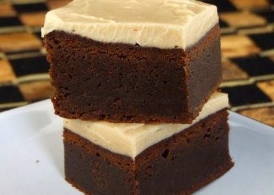 FUDGY KAHLUA BROWNIES WITH BROWNED BUTTER FROSTING (Adapted from Recipegirl.com)