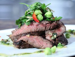 Tri-tips with salsa verde