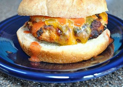 BUFFALO CHICKEN BURGERS  (Recipe and photo courtesy of Home is Where the Holmans are)