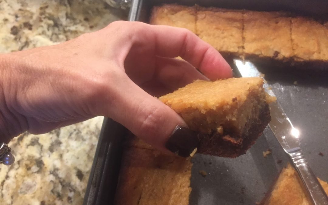 REESE’S CHOCOLATE PEANUT BUTTER CUP GOOEY BUTTER CAKE (Adapted from how to nest for less)