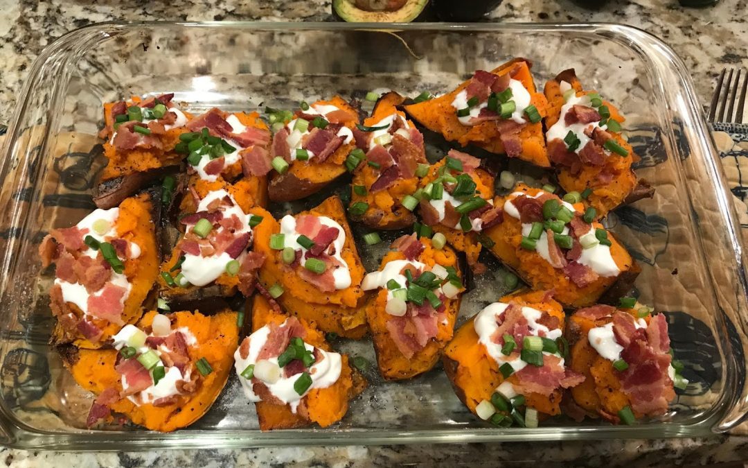 LOADED SWEET POTATO SKINS (Adapted from Martha Stewart)