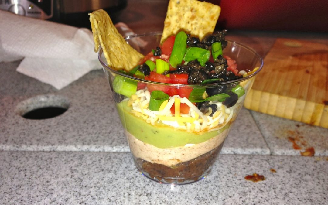 INDIVIDUAL MEXICAN 7-LAYER DIP with chips (Adapted from The Girl Who Ate Everything)