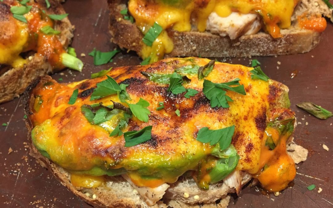 CHICKEN, AVOCADO AND CHEDDAR MELTS (Adapted from The Silver Palate)