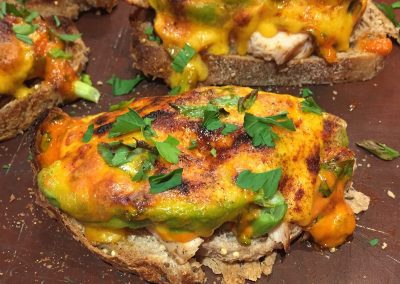 CHICKEN, AVOCADO AND CHEDDAR MELTS (Adapted from The Silver Palate)