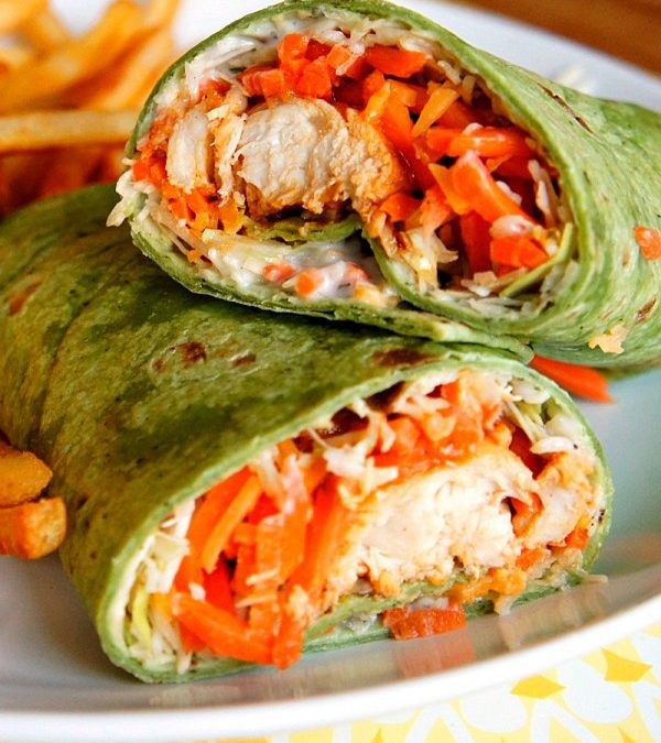 BUFFALO CHICKEN WRAPS (Adapted from weary chef)