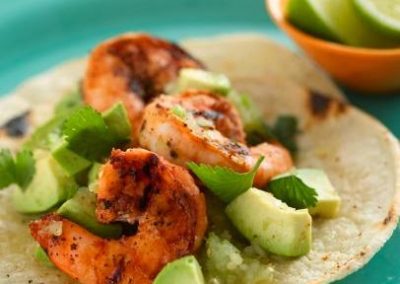 Chipotle Shrimp Taco with Avocado Salsa Verde (Adapted from Food Network)