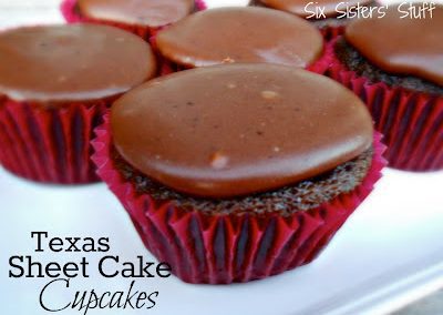 TEXAS SHEET CAKE CUPCAKES (Adapted from Six Sisters Stuff)