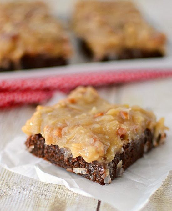 GERMAN CHOCOLATE BROWNIES (Adapted from Crazy for Crust)