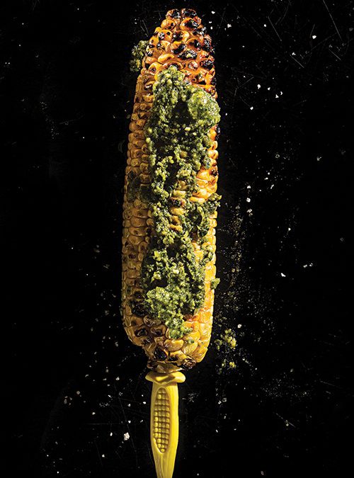 GRILLED CORN WITH PESTO