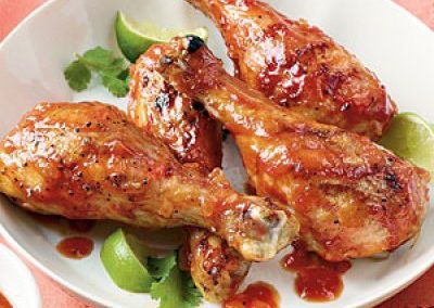 SPICY HONEY-LIME GRILLED DRUMSTICKS (Adapted from Southern Living)