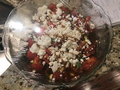 WATERMELON, TOMATO and GOAT CHEESE SALAD