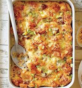 CHEESY SAUSAGE AND CROISSANT CASSEROLE