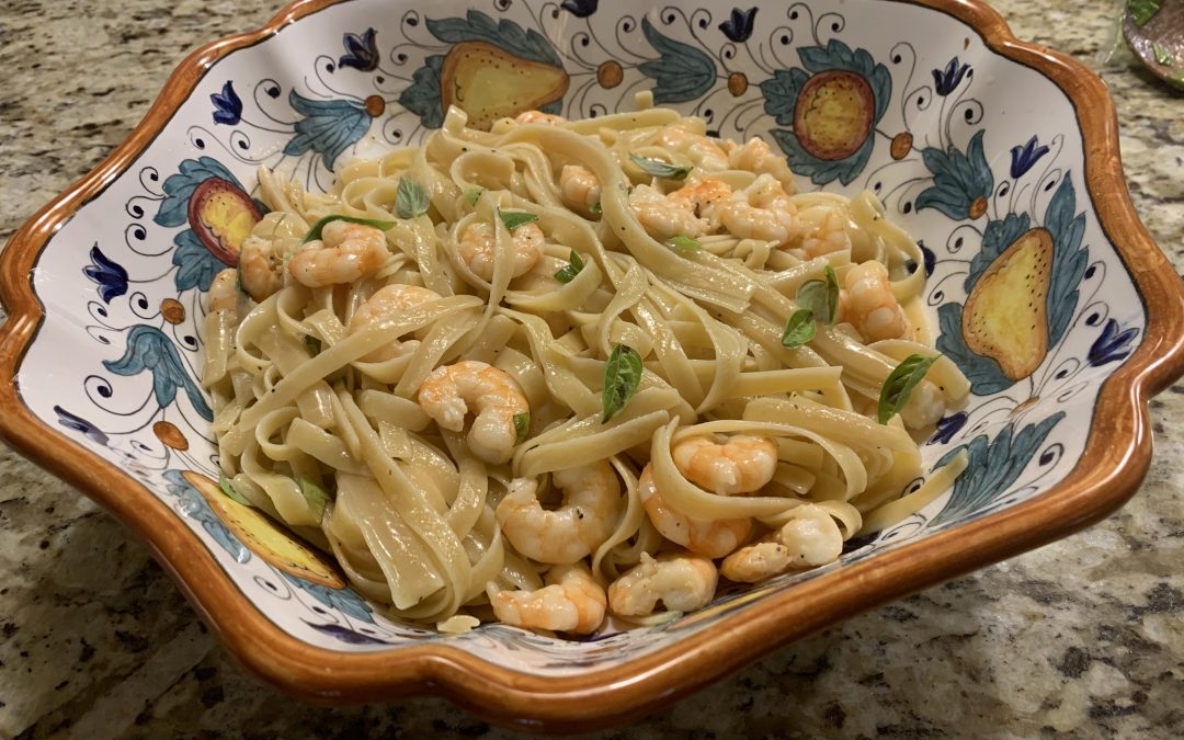 SHRIMP SCAMPI WITH FETTUCCINE  (Adapted from Southern Living)