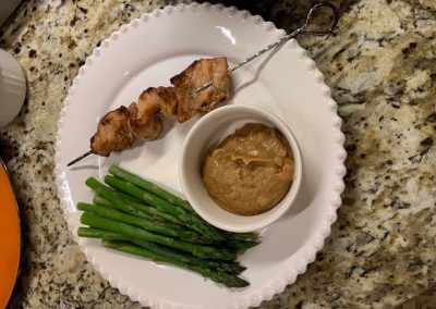 GRILLED CHICKEN SATAY  with Peanut Sauce & STEAMED ASPARAGUS