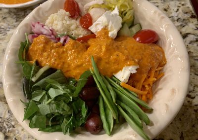 Mediterranean Bowl with Roasted Red Pepper Sauce  (Adapted from Pinch of Yum)