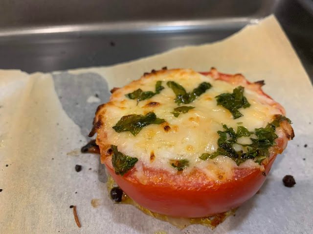 BAKED TOMATOES WITH MOZZARELLA AND PARMESAN  (Adapted from The Cookie Rookie)